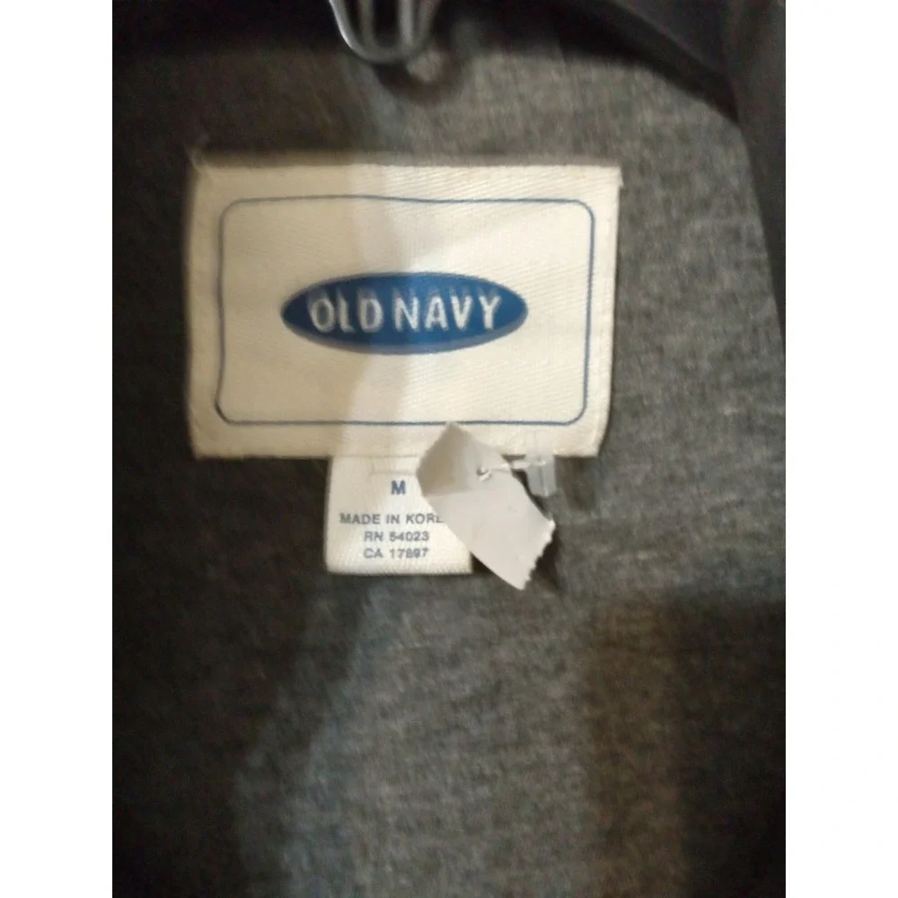 Old Navy Mens Full Zip Jacket Black Jersey Lined Stand Collar WaterResistant Med